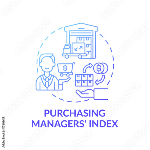 Purchasing manager index concept icon. Manufacturing and service sectors idea thin line illustration. Conditions on market. Expanding and contracting. Vector isolated outline RGB color drawing