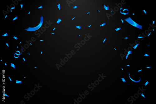 Many Falling Blue Tiny Confetti for Celebration Event and Party Background. Vector
