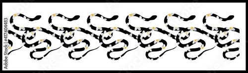 Seamless border with snakes. The border is serpentine. A repeating pattern. Cobra, anaconda and boa constrictor