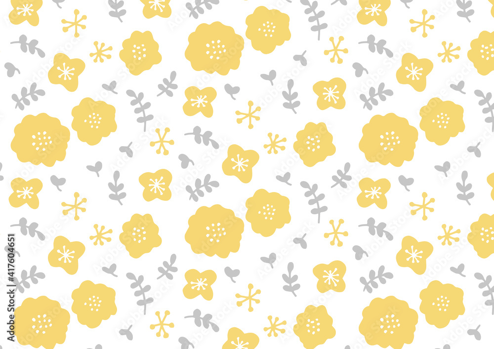 北欧風 かわいい花のパターン背景 黄色 Stock Vector Adobe Stock