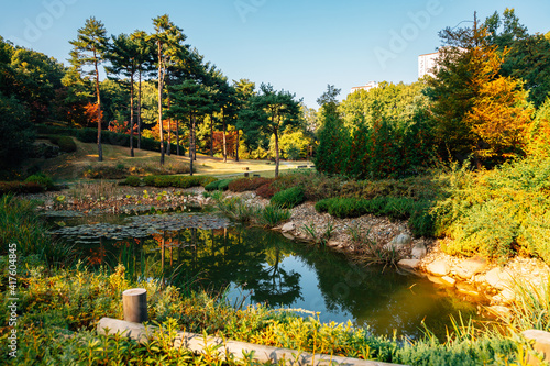 Gwanggyo Central Park at autumn in Suwon, Korea photo