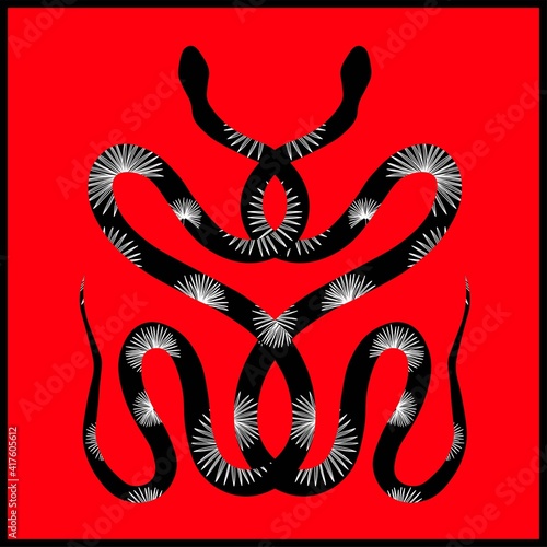 Subh Nag Panchami Abstract or intertwined snakes Poster with Beautiful and Creative Illustration Design.