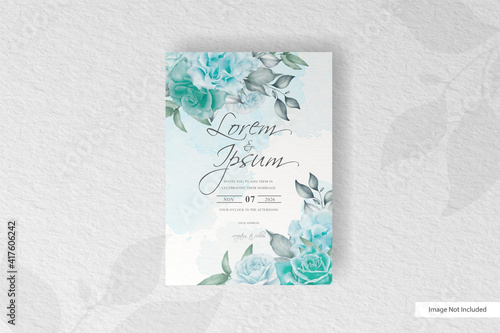 Simple Wedding invitation card template with beautiful floral arrangement