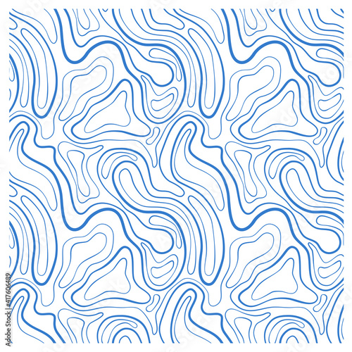 Seamless pattern of blue lines topology or camouflage skin.