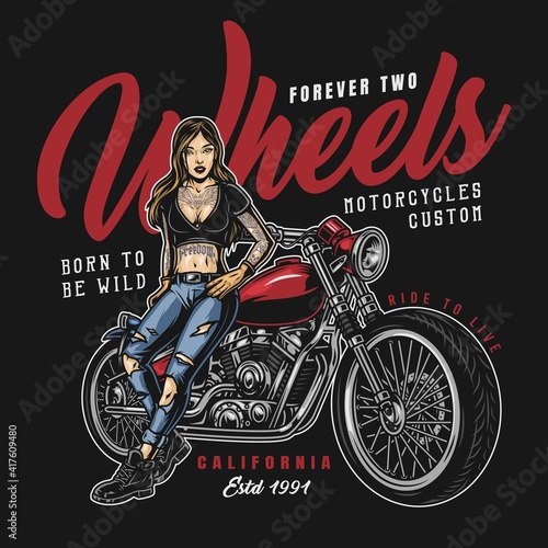 Vintage motorcycle colorful label