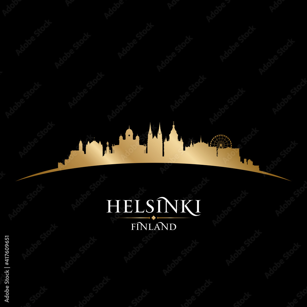 Helsinki Finland city silhouette black background