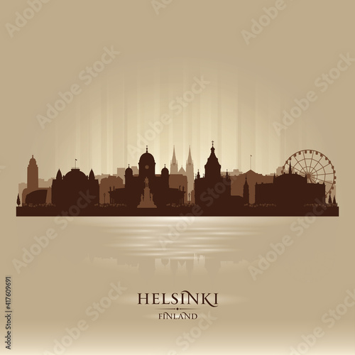 Helsinki Finland city skyline vector silhouette