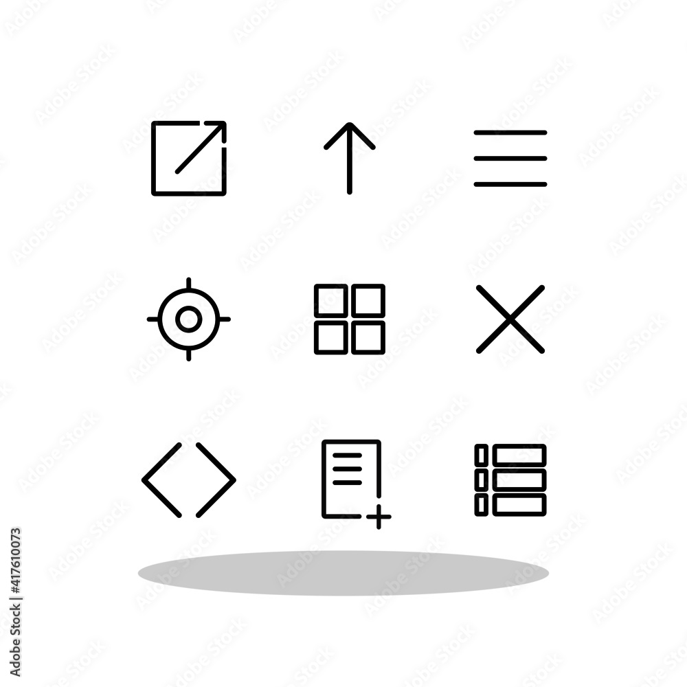 Simple icon set in trendy flat style. Basic interface symbol for your web site design, logo, app, UI Vector EPS 10. Simple icon set in trendy flat style. Basic interface symbol for your web site design, logo, app, UI Vector EPS 10.