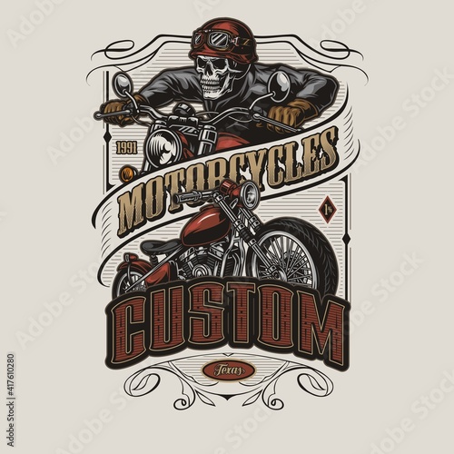 Motorcycle colorful vintage badge