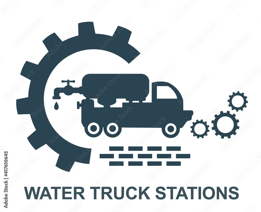 Vector illustration of the logo, the icon of a truck for transporting liquids.