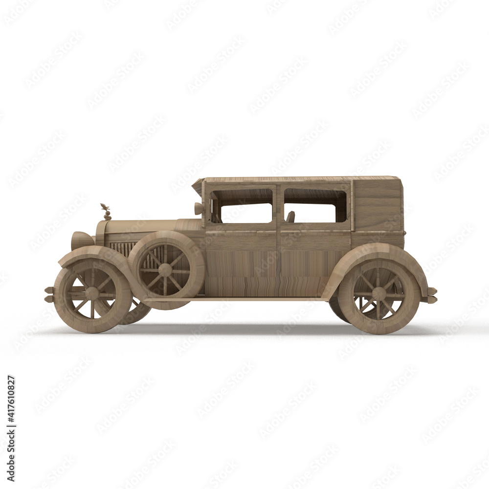 vintage toy car on white background