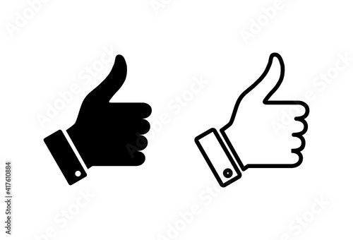 Thumbs up icon set. Hand like. Like icon vector.