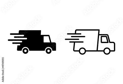 Fast shipping delivery truck icon set. Delivery truck icon. fast delivery icon
