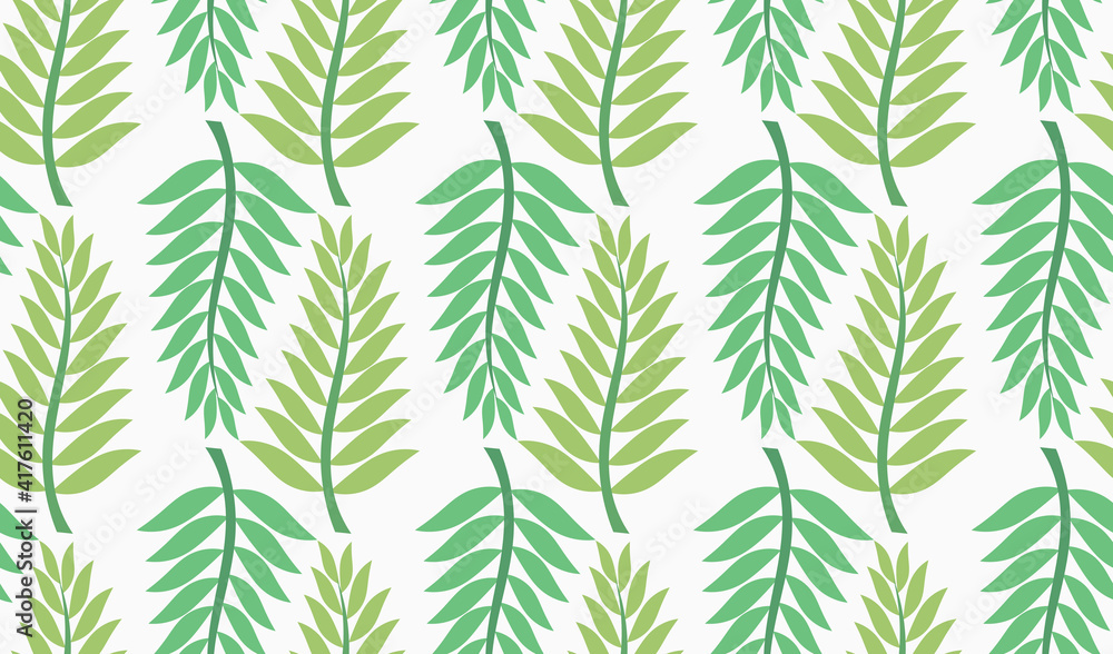 Palm or fern leaves seamless pattern. Leaf texture wallpaper.