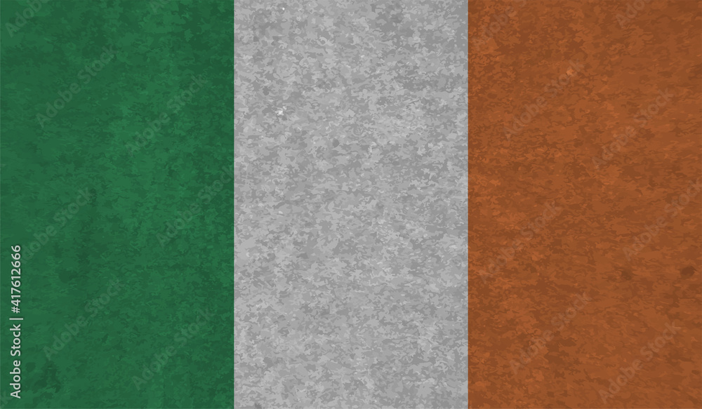 Grunge Ireland flag. Ireland flag with waving grunge texture. Grunge Ireland flag. Ireland flag with waving grunge texture.