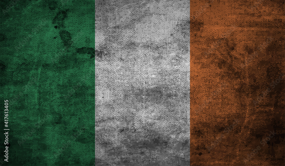 Fototapeta premium Grunge Ireland flag. Ireland flag with waving grunge texture.