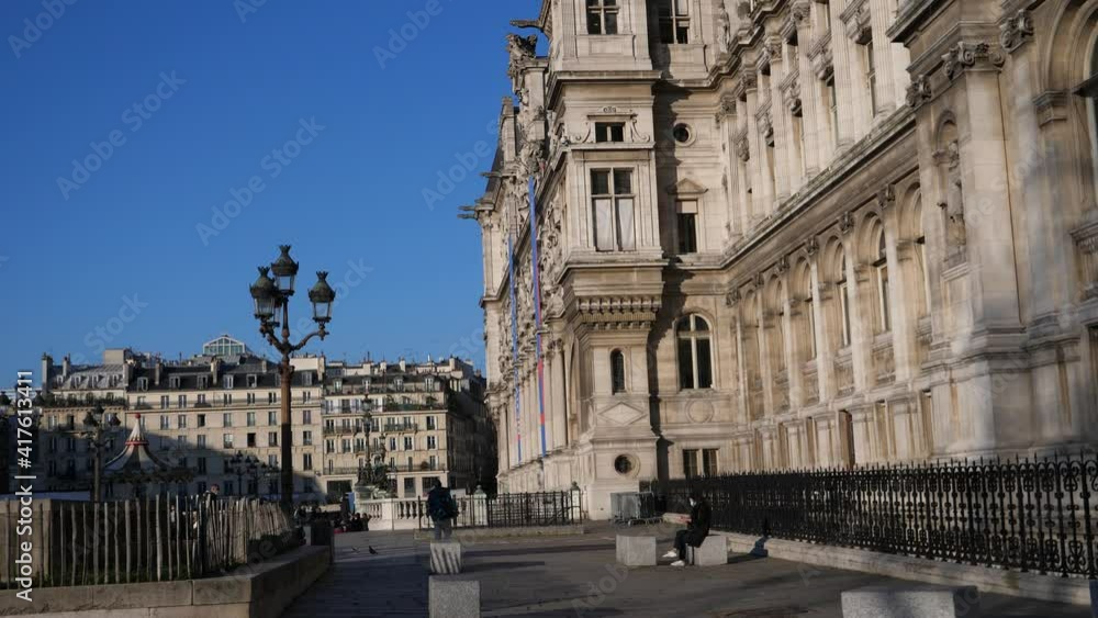 In the street of Paris in winter 2021. In the street of Paris in winter 2021.
