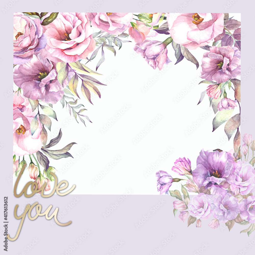 frame with watercolor flowers