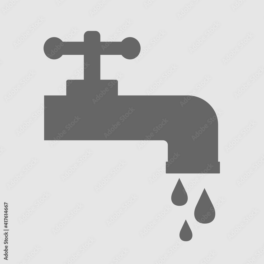 Faucet with water drops flat vector icon. Faucet with water drops flat vector icon.