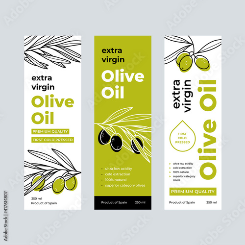 Olive Oil Label Set. Design templates for packaging oil.