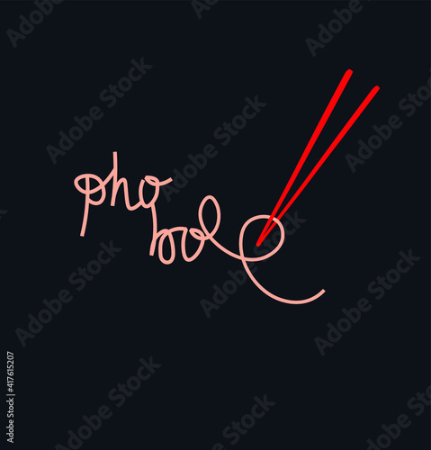 vector illustration. pho bo logo. pan-asian cuisine clipart. vietnamese soup logotype. Asian restaurant, cafe, diner menu, signboard, advertising