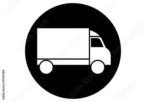 Icono de camión de transporte en blanco y negro