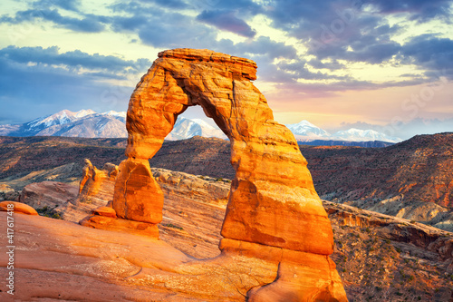 Delicate Arch at sunset, Arches National Park, Utah, United States