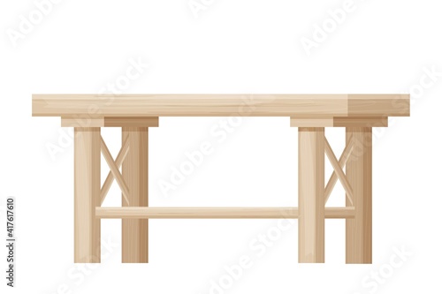 Wood table  desk in cartoon style in light colours with decorations isolated on white background  elegant  vintage furniture. Interior element  household item. Detailed  textured.