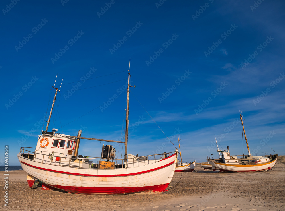 Slettestrand cutter fishing vessel for traditional fishery at the North Sea coast in Denmark