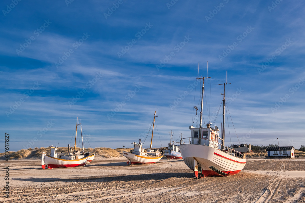 Slettestrand cutter fishing vessel for traditional fishery at the North Sea coast in Denmark Slettestrand cutter fishing vessel for traditional fishery at the North Sea coast in Denmark