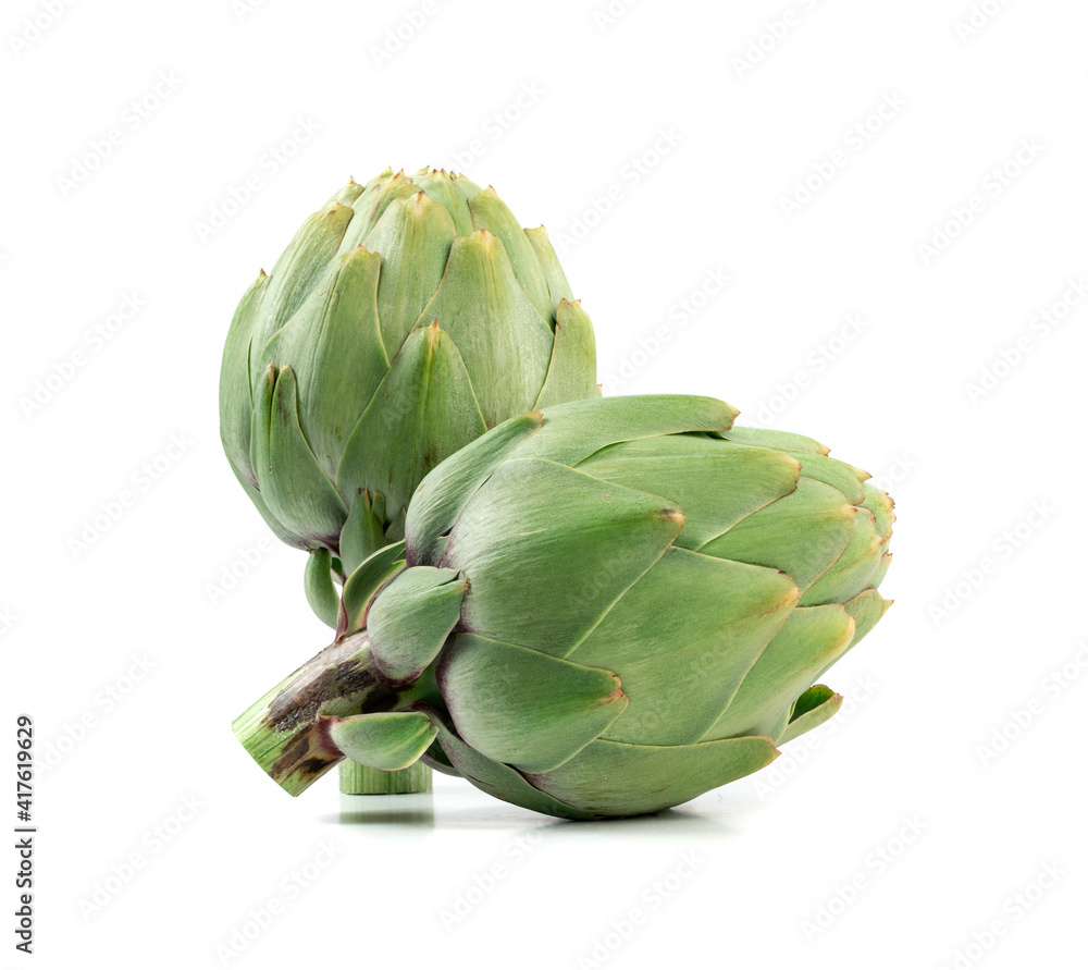 Obraz premium Fresh Artichoke, Green Artichokes, Raw Edible Cynara Flower