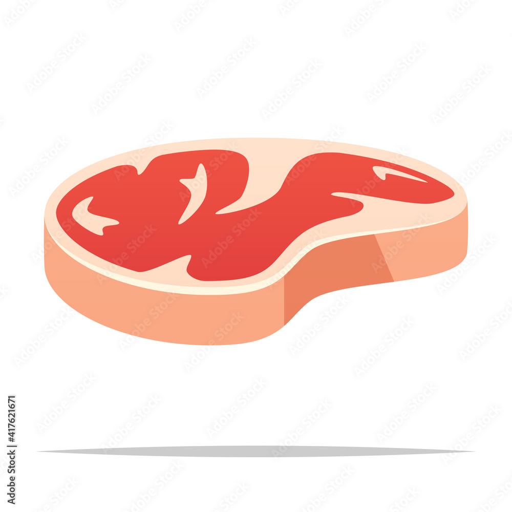 Raw steak meat vector isolated illustration Raw steak meat vector isolated illustration