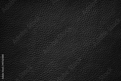 Close up of black leather texture and background