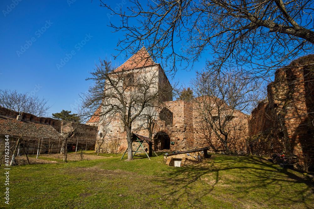 Slimnic Fortress (Stolzenburg): fortified enclosure, with towers, chapel, tower, bastion, was built in the fourteenth century, located on a Burgbasch hill on a Sibiu-Mediaș road in Transylvania