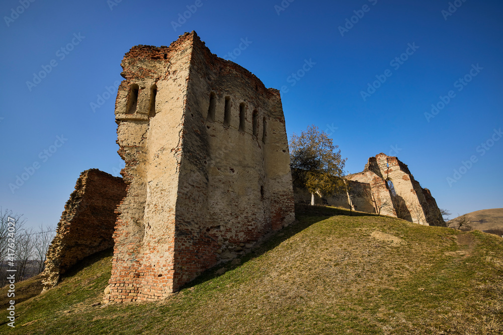 Slimnic Fortress (Stolzenburg): fortified enclosure, with towers, chapel, tower, bastion, was built in the fourteenth century, located on a Burgbasch hill on a Sibiu-Mediaș road in Transylvania