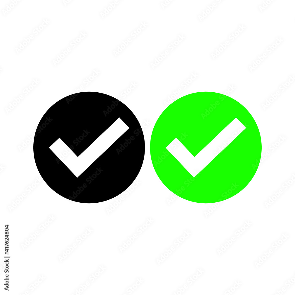Check mark green line icons. Vector illustration. - Vector Check mark green line icons. Vector illustration. - Vector