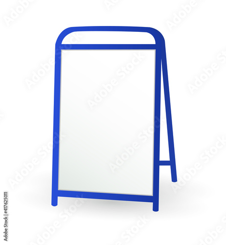 3d render of advertising construction stand on isolated clean white background. Design template blank pop up banner display template for designers. Vector illustration EPS 10 promotional presentation