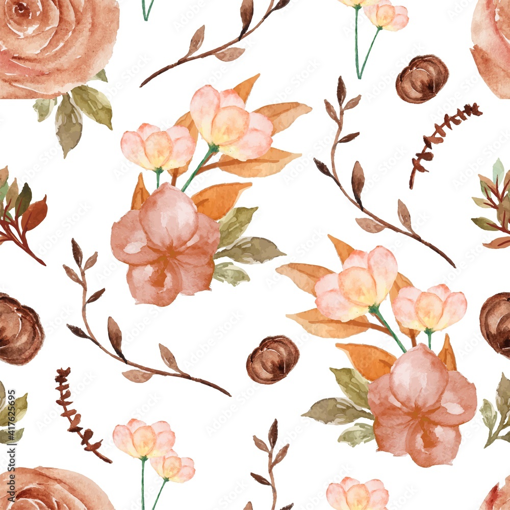 Gorgeous Vintage Brown Floral Seamless Pattern
