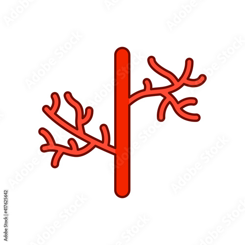 Human artery icon. Filled outline style can be used for web, mobile, ui. Blood, vessel, artery, vascular, vein, cardiovascular, heart concept. Vector illustration isolated on white background. EPS 10.