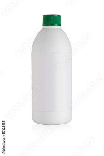 White plastic bottle with white label