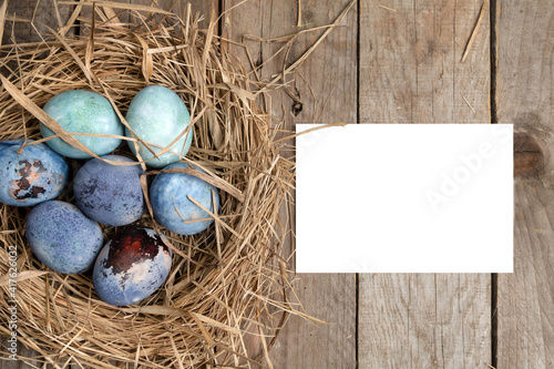Quadro em tela Colorful easter eggs. Easter background concept