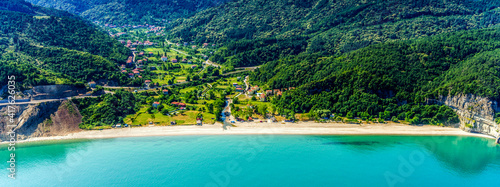 turkey, black sea coast, aerial view zonguldak province.
