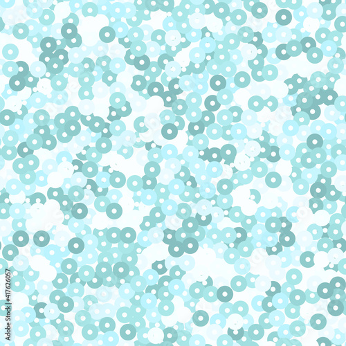 Glitter seamless texture. Admirable mint particles. Endless pattern made of sparkling sequins. Class
