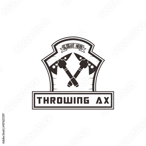throwing ax logo design vektor 