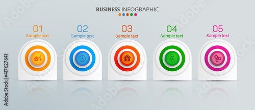 Business process infographic template with 5 options or steps