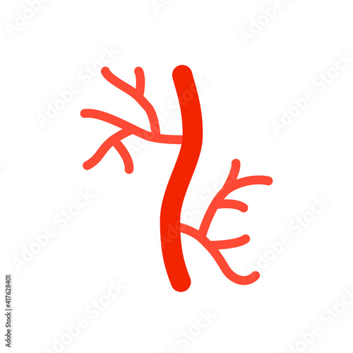 Human artery coloured icon. Flat style can be used for web, mobile, ui. Blood, vessel, artery, vascular, vein, cardiovascular, heart concept. Vector illustration isolated on white background. EPS 10.