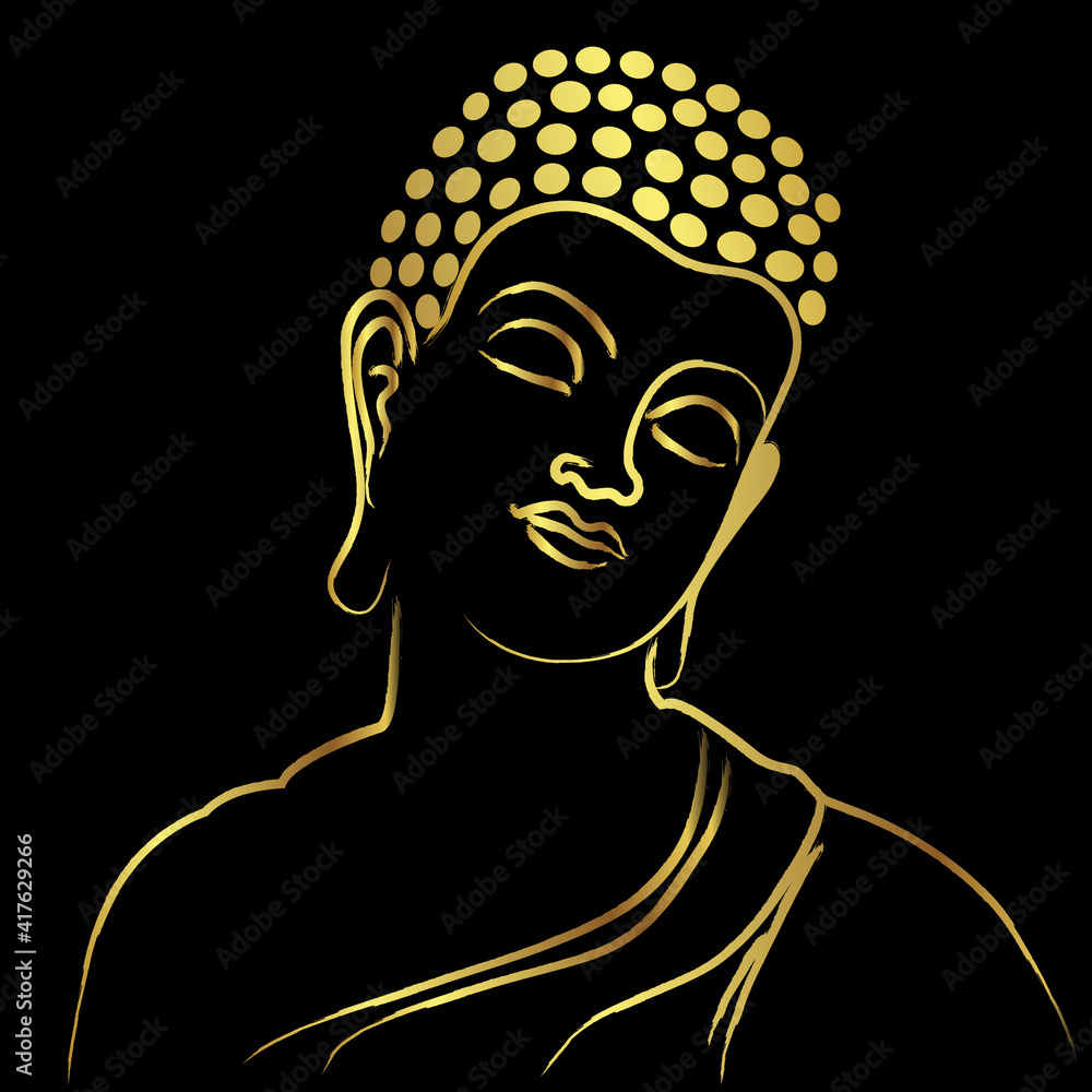 Golden buddha with paint golden border element Golden buddha with paint golden border element