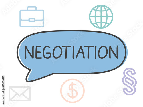 negotiation written in speech bubble - vector illustration