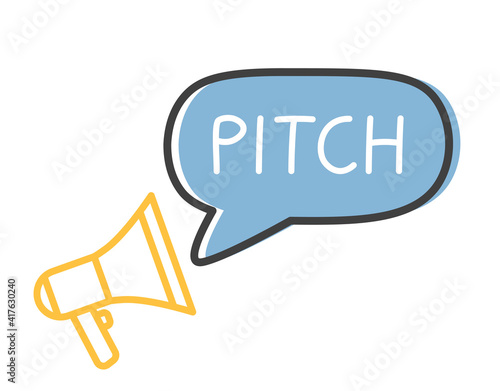pitch word and megaphone icon - vector illustration