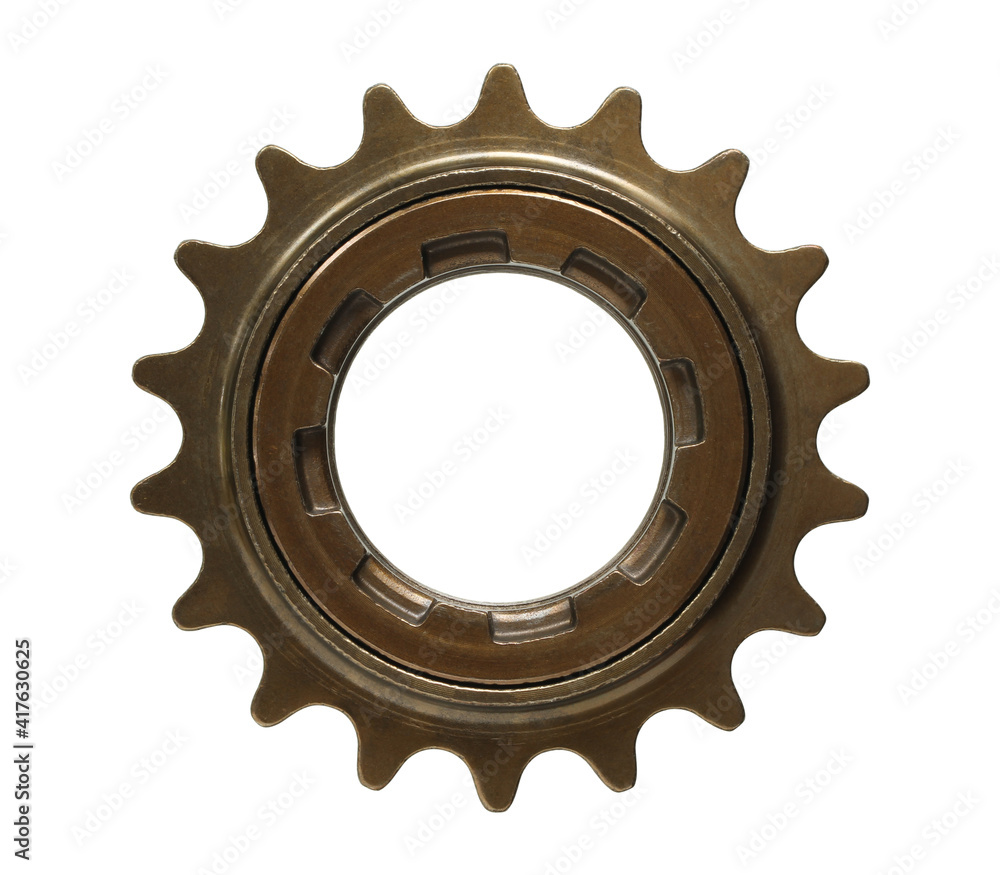 Bicycle single speed freewheel sprocket (with clipping path) isolated on white background